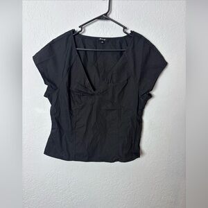 Madewell Black‎ Fitted Cap Sleeve Blouse